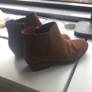 Brown suede booties